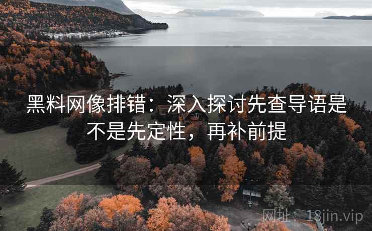 黑料网像排错：深入探讨先查导语是不是先定性，再补前提